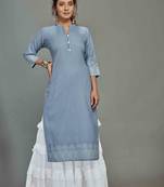 style Samsara Cotton blend Denim Style Kurta Sharara Set