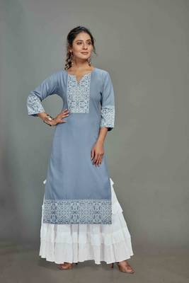style Samsara Cotton blend Denim Style Kurta Sharara Set 1