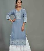 style Samsara Cotton blend Denim Style Kurta Sharara Set