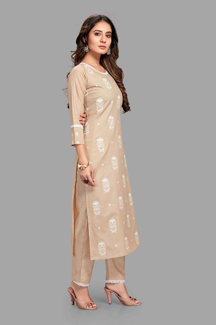 Style Samsara Block Printed cotton blend kurta pant set
