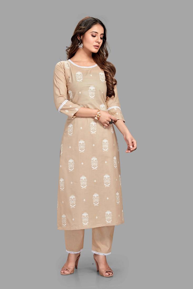 Style Samsara Block Printed cotton blend kurta pant set