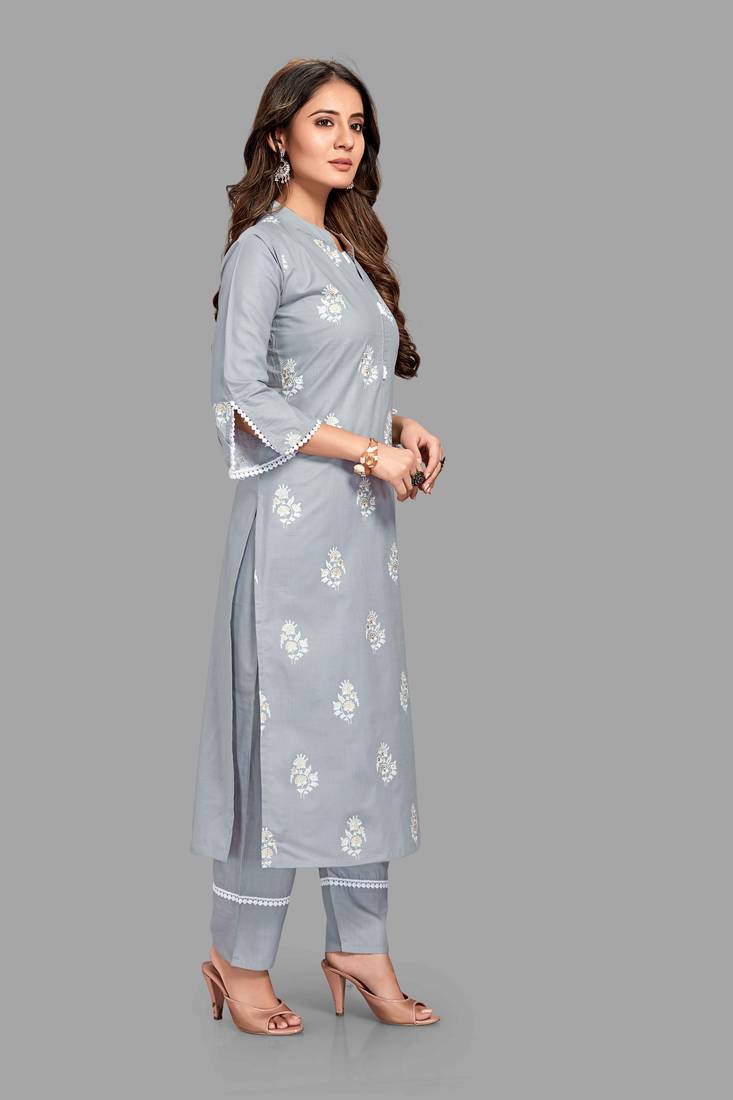 Style Samsara Block Printed cotton blend kurta pant set
