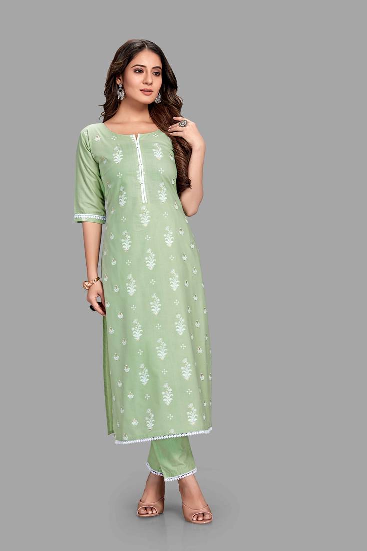 Style Samsara Block Printed cotton blend kurta pant set