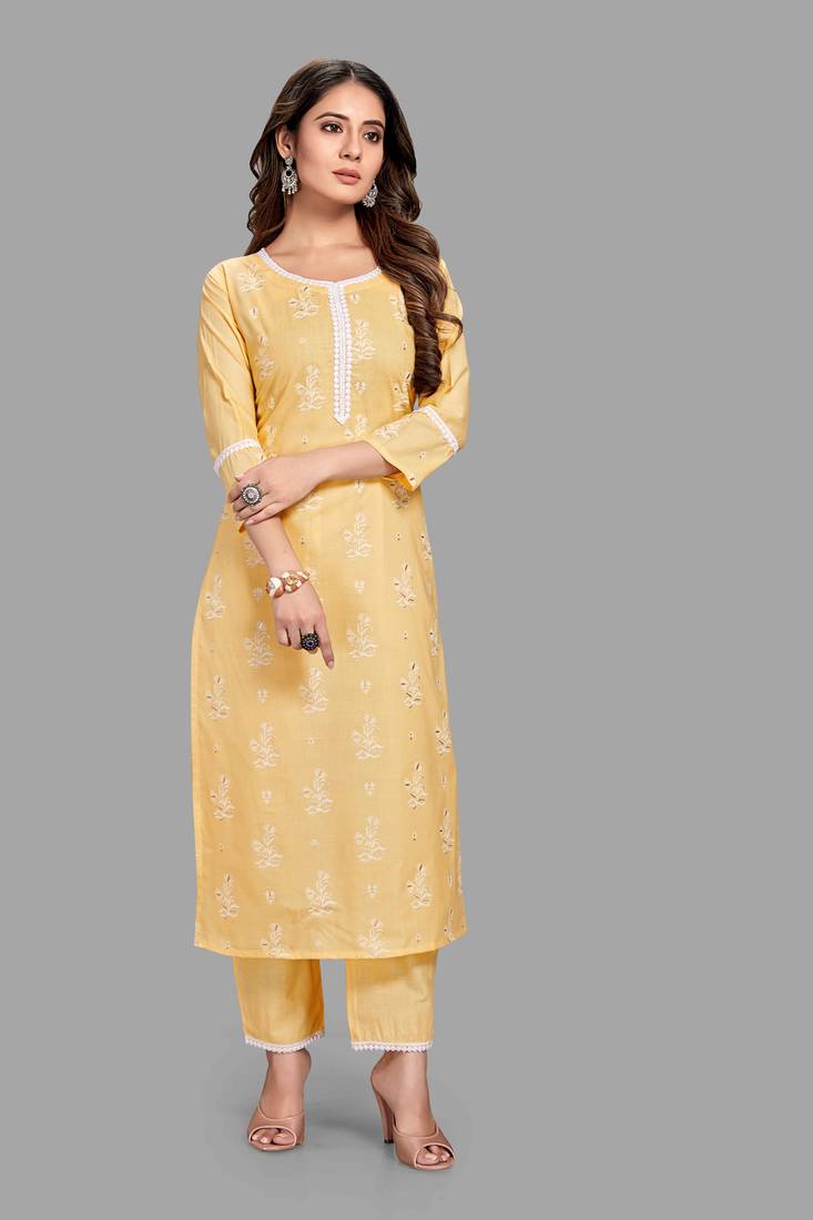 Style Samsara Block Printed cotton blend kurta pant set