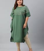 XL LOVE by Janasya Green printed crepe ethnic-kurtis