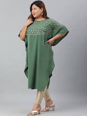 XL LOVE by Janasya Green printed crepe ethnic-kurtis 2