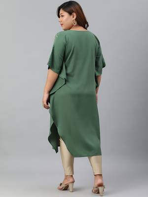 XL LOVE by Janasya Green printed crepe ethnic-kurtis 4