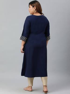 XL LOVE by Janasya Blue printed crepe ethnic-kurtis 4
