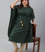 XL LOVE by Janasya Green printed crepe ethnic-kurtis