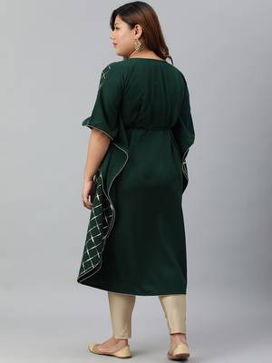 XL LOVE by Janasya Green printed crepe ethnic-kurtis 4