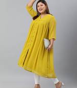 XL LOVE by Janasya Mustard woven chiffon ethnic-kurtis