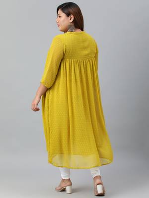 XL LOVE by Janasya Mustard woven chiffon ethnic-kurtis 4
