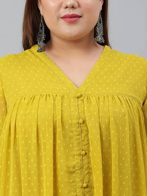 XL LOVE by Janasya Mustard woven chiffon ethnic-kurtis 5