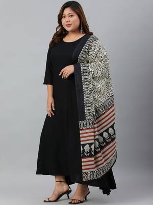 XL LOVE by Janasya Black solid rayon ethnic-kurtis 3