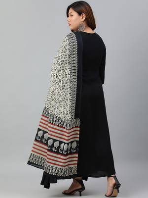 XL LOVE by Janasya Black solid rayon ethnic-kurtis 4