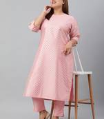 XL LOVE by Janasya Pink printed silk ethnic-kurtis