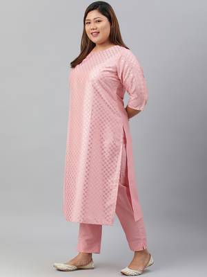 XL LOVE by Janasya Pink printed silk ethnic-kurtis 3