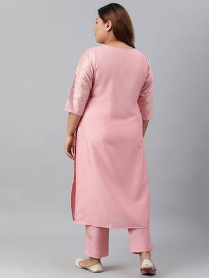 XL LOVE by Janasya Pink printed silk ethnic-kurtis 4