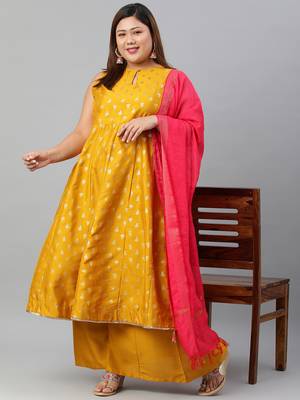XL LOVE by Janasya Mustard printed silk ethnic-kurtis 2