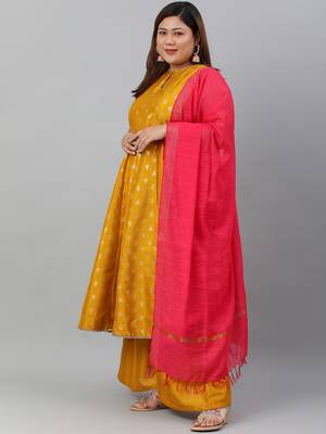 XL LOVE by Janasya Mustard printed silk ethnic-kurtis 3