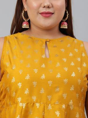 XL LOVE by Janasya Mustard printed silk ethnic-kurtis 5