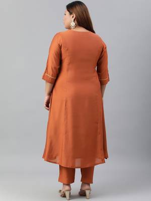 XL LOVE by Janasya Orange solid silk ethnic-kurtis 4