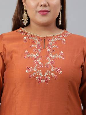 XL LOVE by Janasya Orange solid silk ethnic-kurtis 5