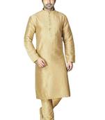 Gold embroidered art dupion silk kurta-pajama
