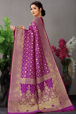 Lavender woven pure silk saree with blouse 2