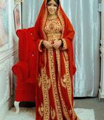 Red Bridal Embroidered Kaftan Gown for Wedding