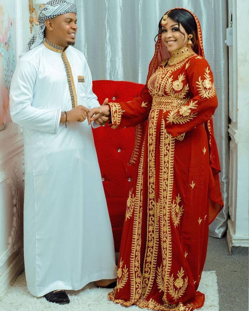 Red Bridal Embroidered Kaftan Gown for Wedding