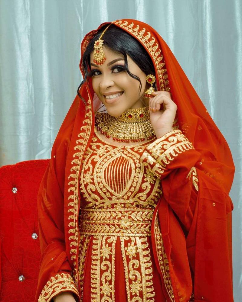 Red Bridal Embroidered Kaftan Gown for Wedding