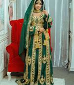 Abaya Muslim Wedding Gown Long Maxi Formal Ari work Dubai Moroccan Kaftan with hijab Dress for Women