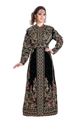 Luxurious VIP African Attire Bridesmaid Abaya Muslim Wedding Gown Handmade Dubai Moroccan Kaftan with hijab Dress  1