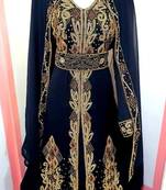 Royal Moroccan Dubai Kaftan Arabic Abaya Maxi Hand Beaded Caftan Wedding Gown Dress