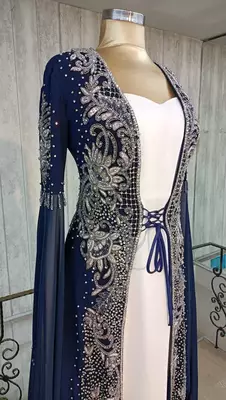 Royal Moroccan Dubai Kaftan Abaya Maxi Fancy Bridal Full Sleeve Jalabiya Wedding Gown Dress 2
