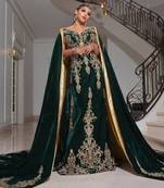 Royal Moroccan Dubai Velvet Kaftan Abaya Maxi Fancy Bridal Full Sleeve Jalabiya Wedding Gown Dress