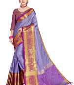 Lavender Woven Cotton Silk Saree With Blouse