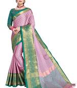 Pink Woven Cotton Silk Saree With Blouse