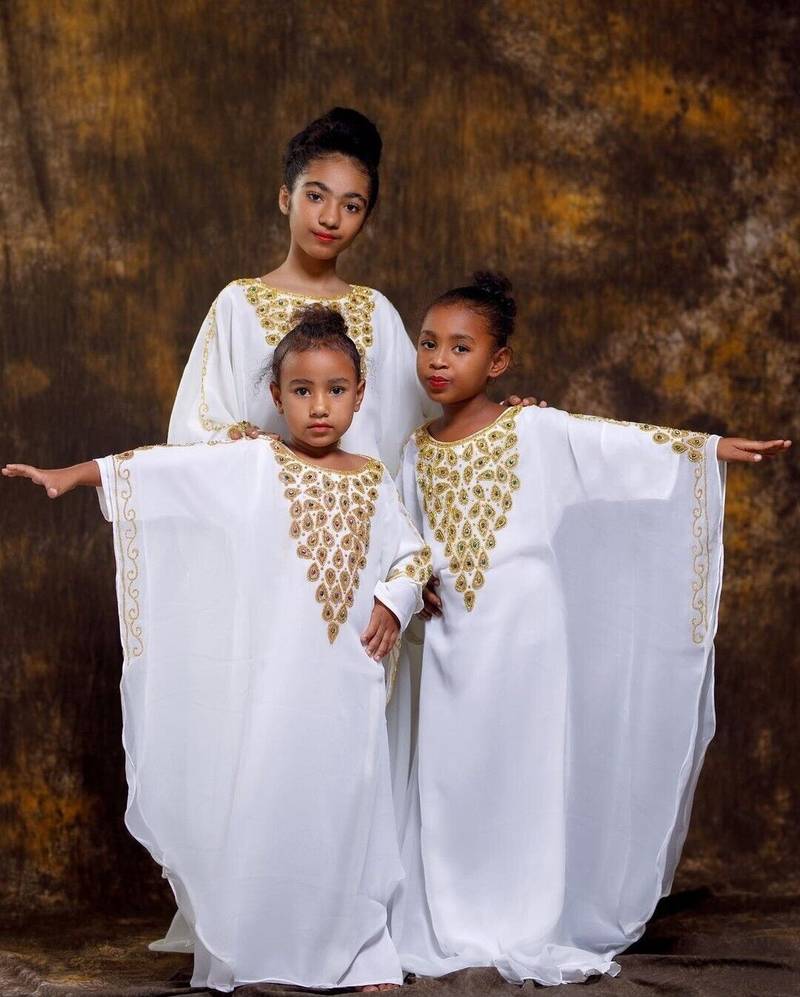 Muslim Girls Kids Abaya Moroccan caftan Kids Khimar jilbab Kids Jellabiya Islamic Kids Dress 