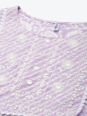 Lavender embroidered viscose rayon short-dresses 3