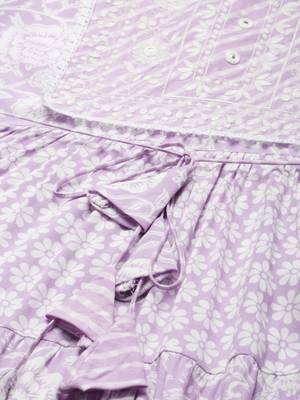 Lavender embroidered viscose rayon short-dresses 4