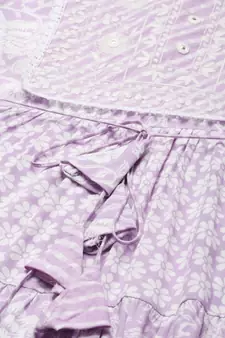 Lavender embroidered viscose rayon short-dresses