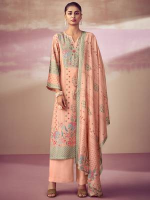 Peach digital print pashmina salwar 1