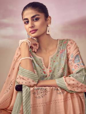 Peach digital print pashmina salwar 2
