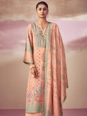 Peach digital print pashmina salwar 3