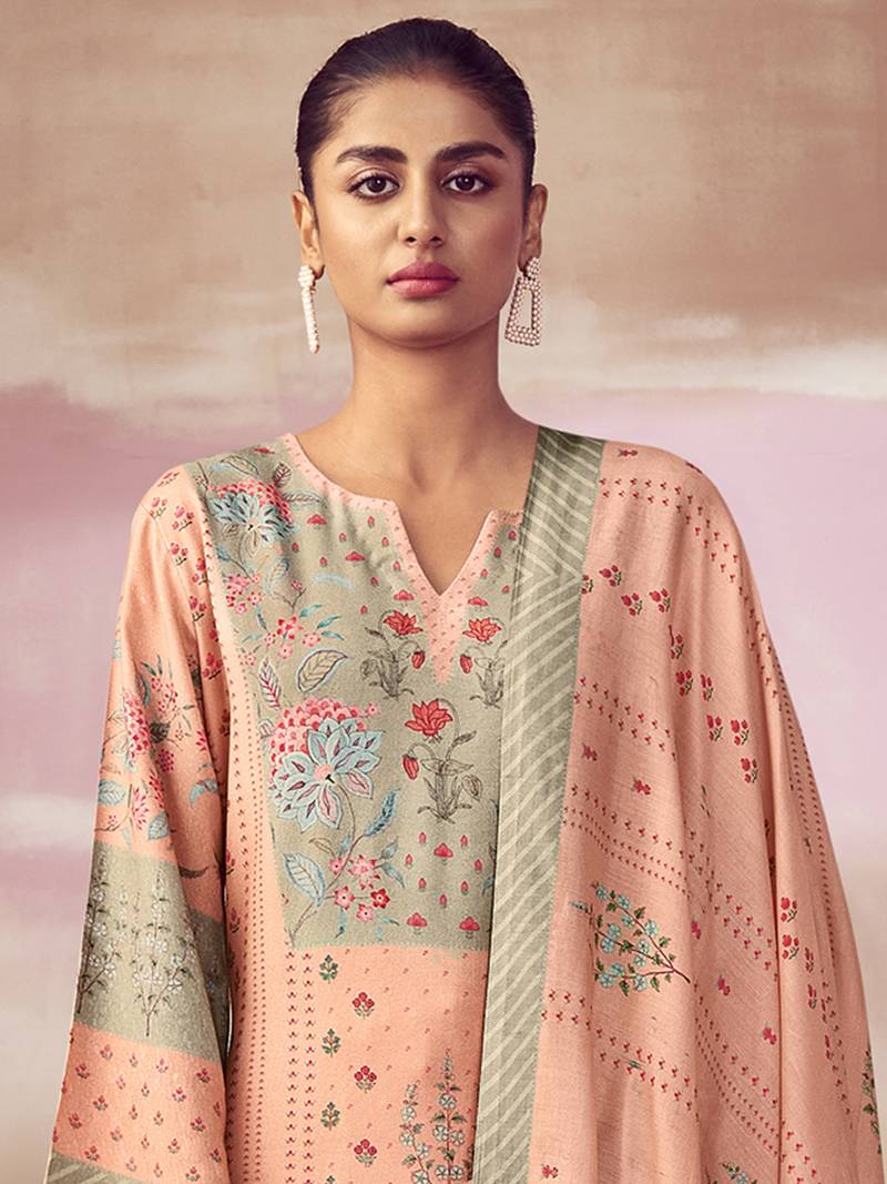 Peach digital print pashmina salwar