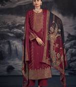 Maroon jacquard pashmina salwar