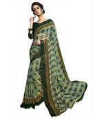 Green woven chiffon saree with blouse