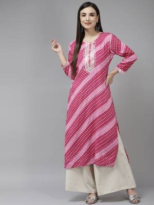 Pink embroidered rayon kurtas-and-kurtis 1